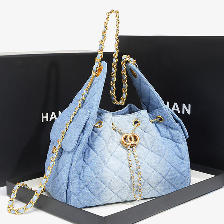 Elegant Quilted Drawstring Handbag