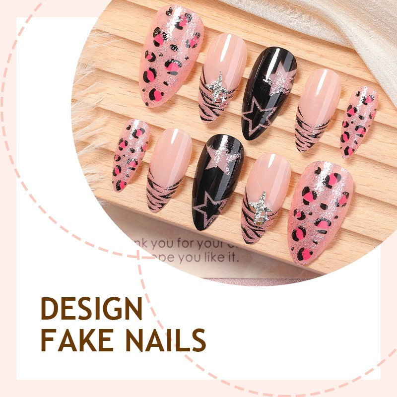 Fashionable artificial nail set with animal and glittering accents Kalsten