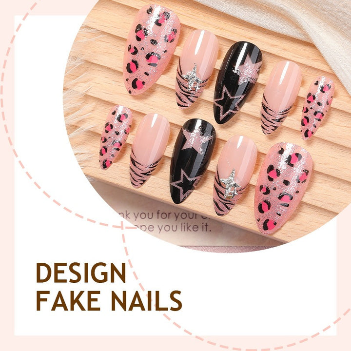 Fashionable artificial nail set with animal and glittering accents Kalsten