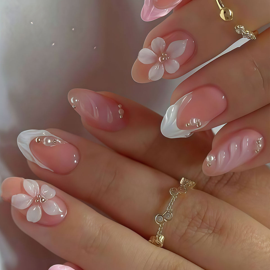 Artificial Nail Set with Floral Decorations Kalsten