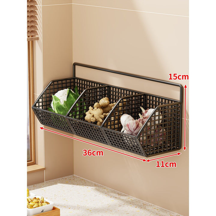 Wall-Mounted Double-Tier Kitchen Storage Baskets