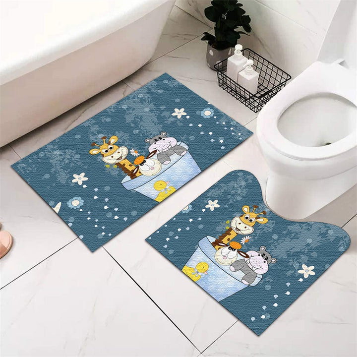 Festive Holiday-Themed Bathroom Mat Set