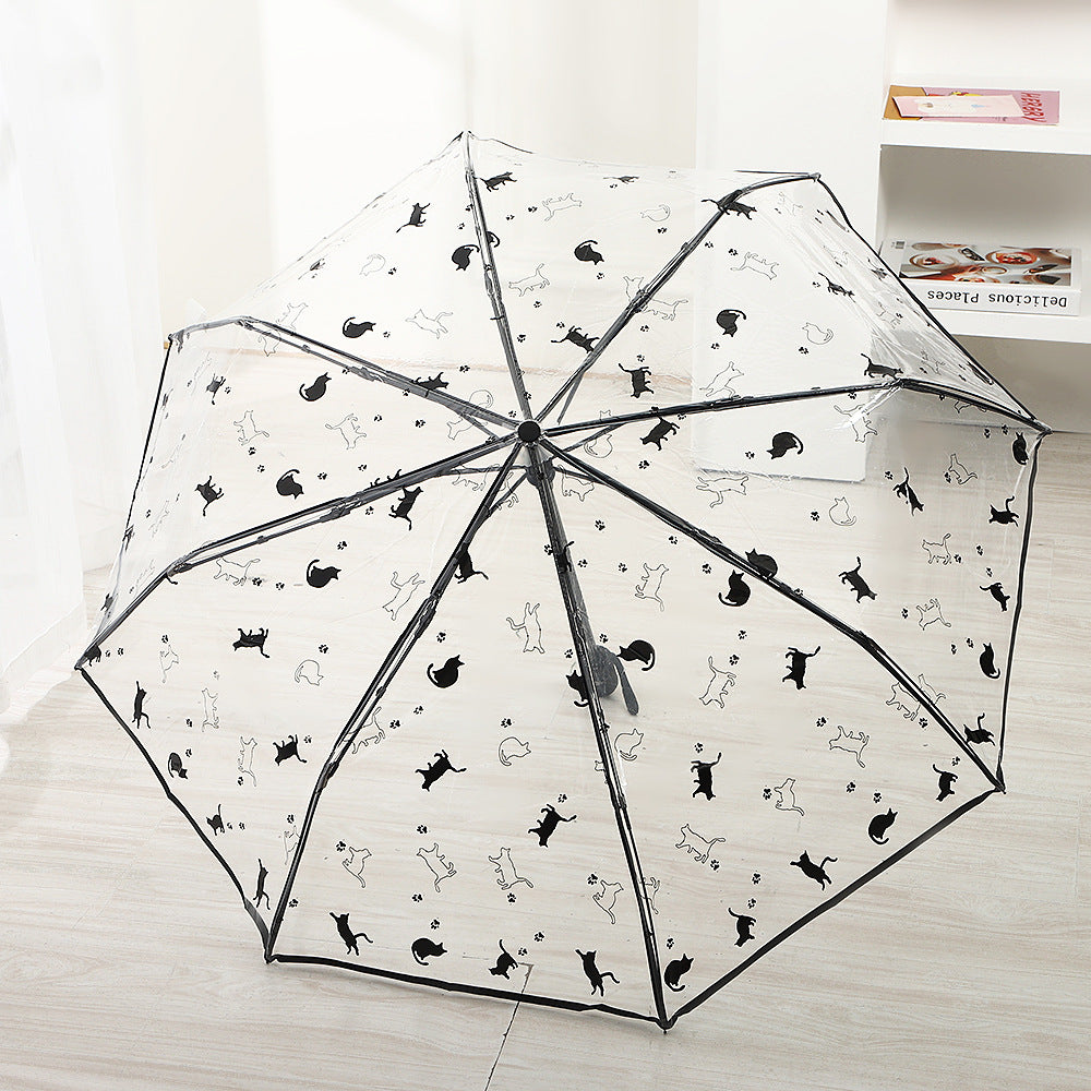 Women's Foldable Umbrella with Transparent Design and Animal Patterns Kalsten