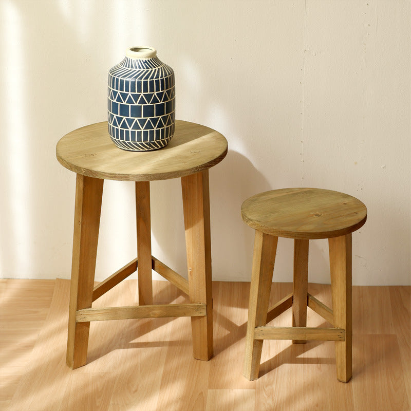 Rustic stool made of solid wood Kalsten