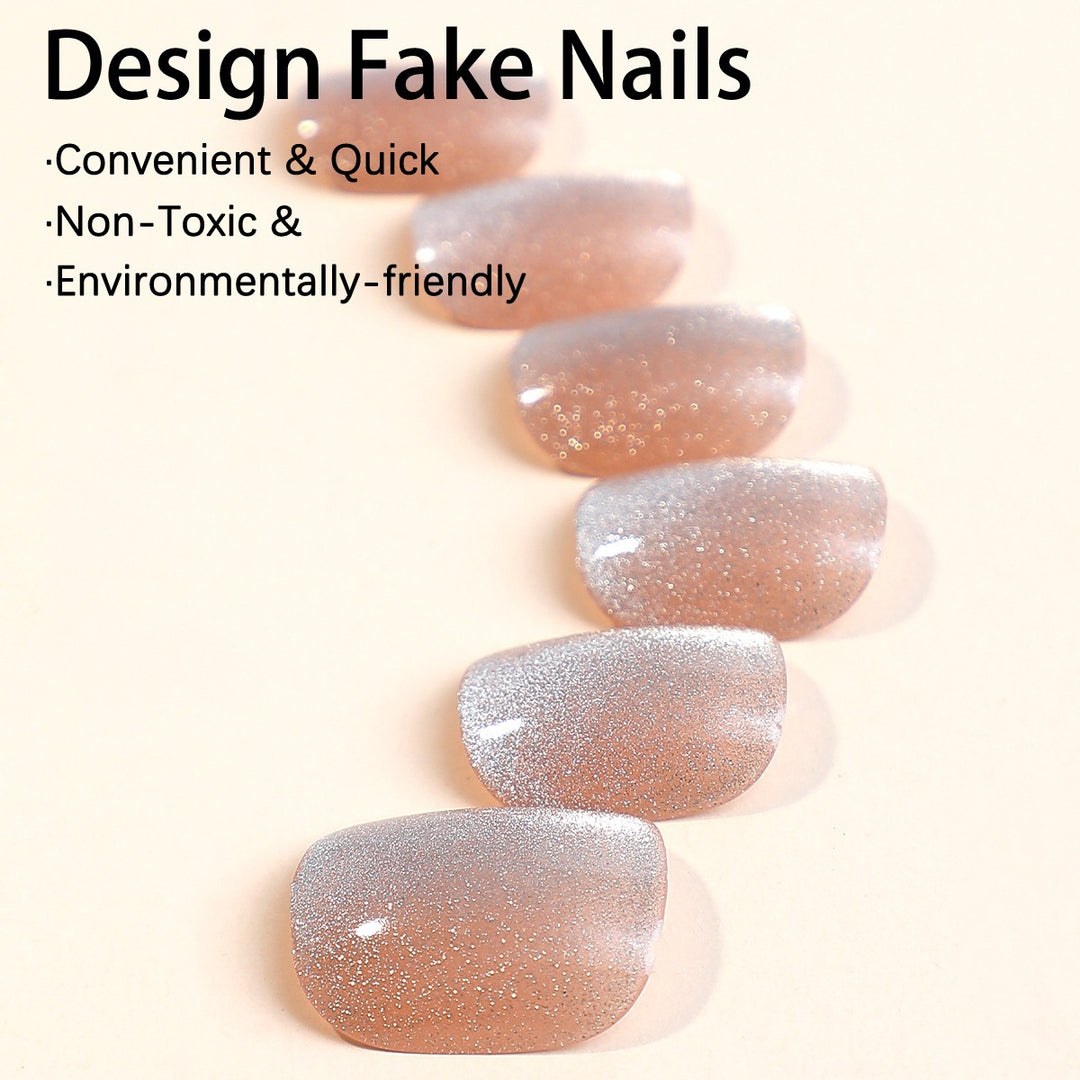 Artificial nail set with glitter and glossy finish Kalsten