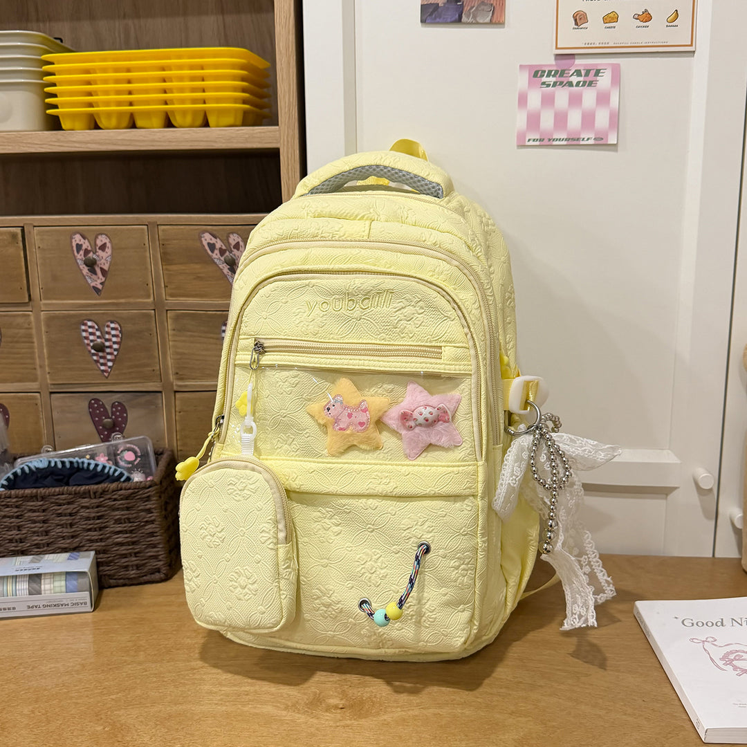 Decorative Floral-Embossed Backpack Kalsten