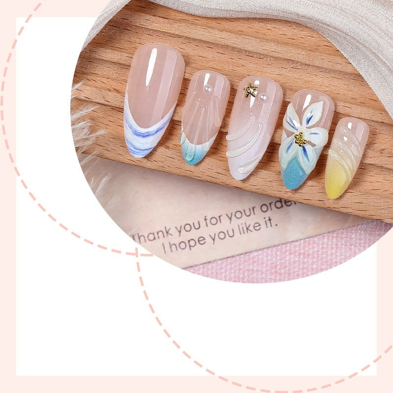 Art nail set with elegant flower design and stylish color gradients Kalsten