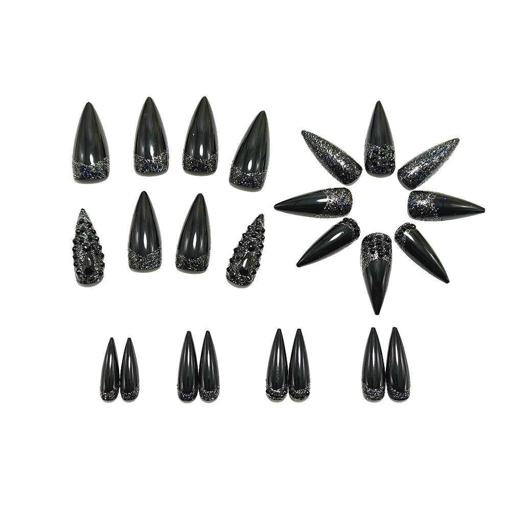 Artificial nails in elegant stiletto design with sparkling rhinestone appliqués Kalsten