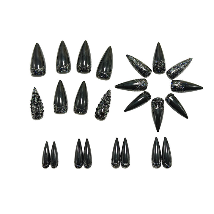 Artificial nails in elegant stiletto design with sparkling rhinestone appliqués Kalsten