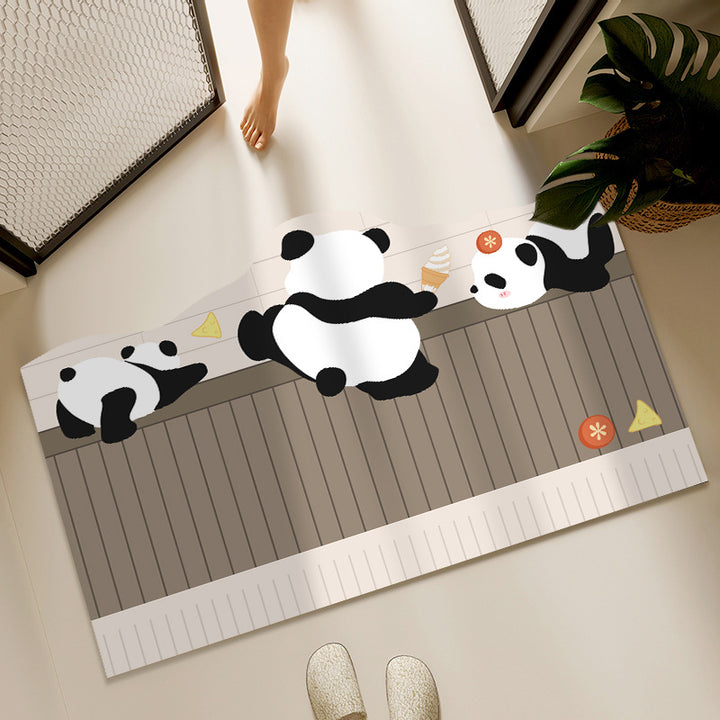 Playful Panda-Themed Bathroom Mat