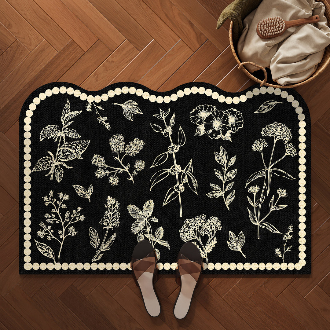 Decorative Botanical Pattern Bath Mat Kalsten