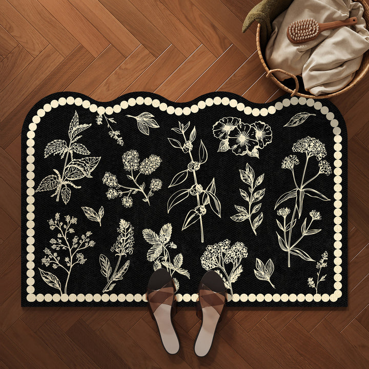 Decorative Botanical Pattern Bath Mat Kalsten