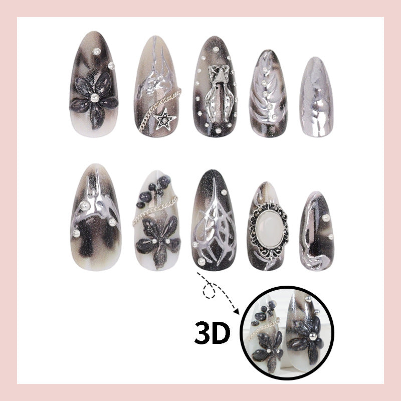 Artificial nail tips with glamorous black-and-white design Kalsten