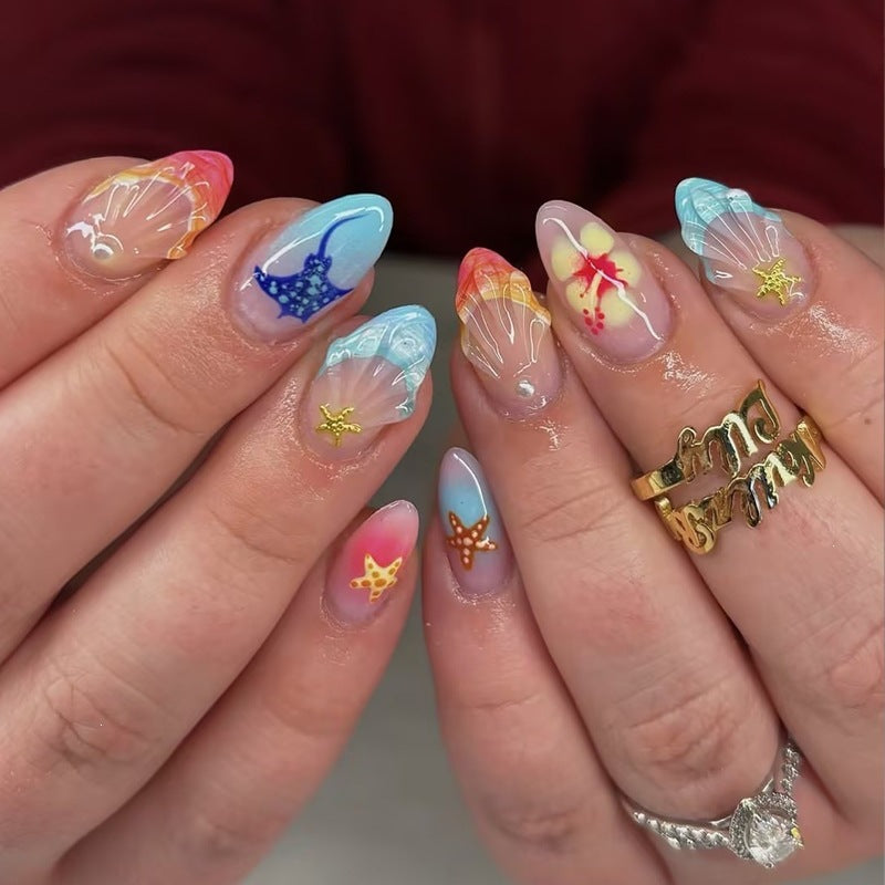 Artificial nail set with maritime motifs and high-quality design Kalsten
