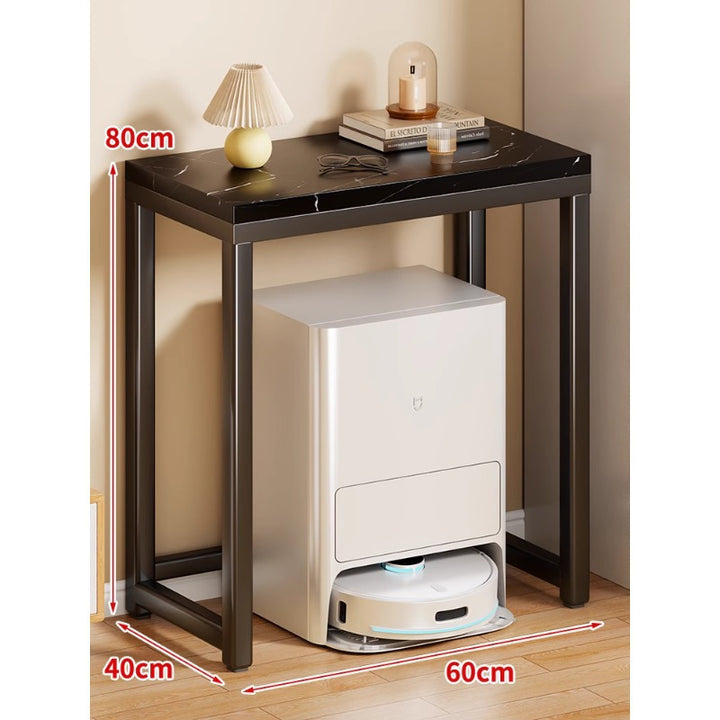 Marble Top Gold Metal Console Stand for Robot Vacuum Dock and Entryway Organizer