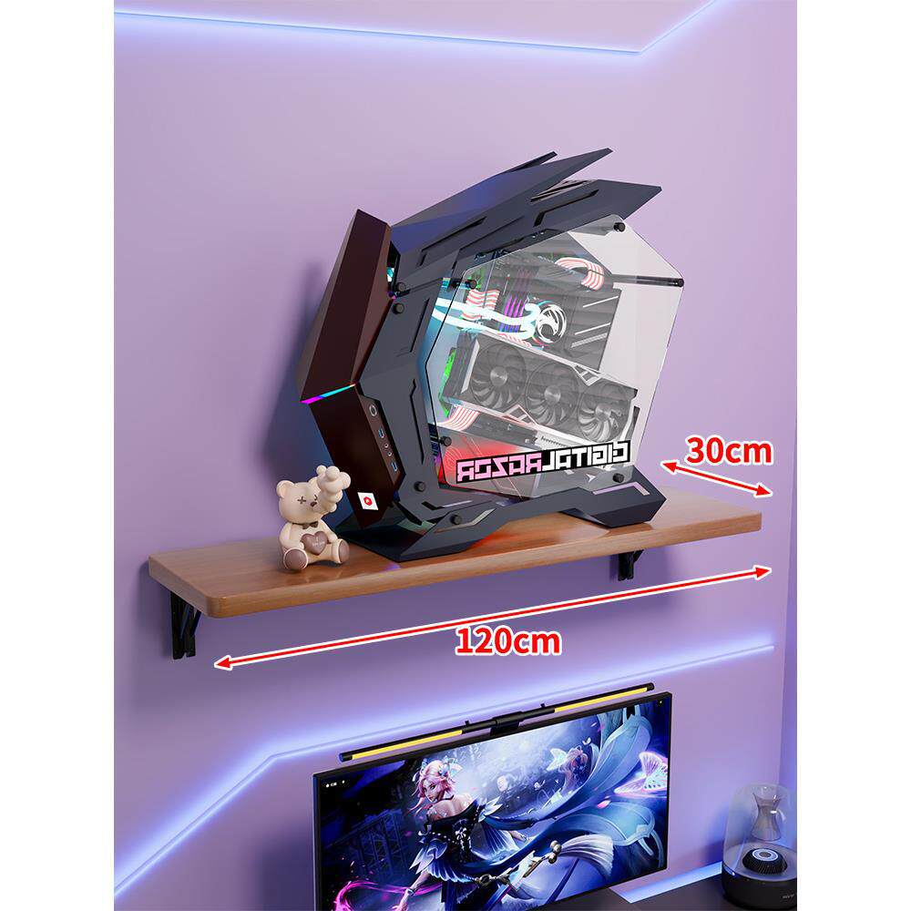 Wall-Mount Floating Shelf for Mid-Tower Gaming PC with Reinforced Brackets