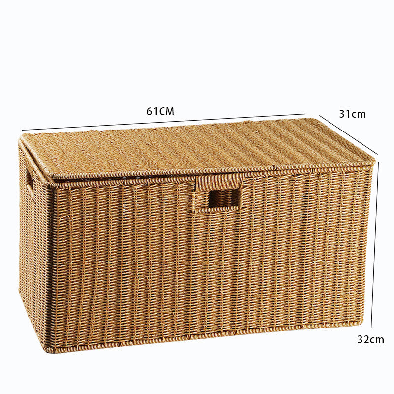 Unisex storage basket made of natural material with practical handles Kalsten