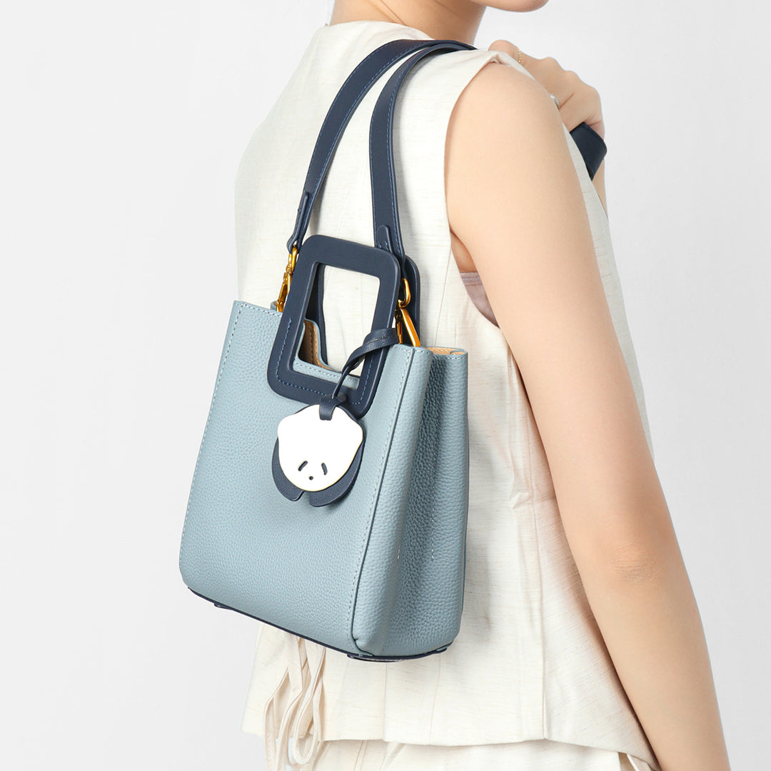 Petite Structured Pebbled Square-Handle Mini Tote