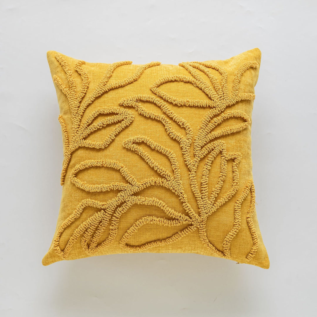 Decorative Textured Square Throw Pillow Cover with Wavy Chenille Loop Trim