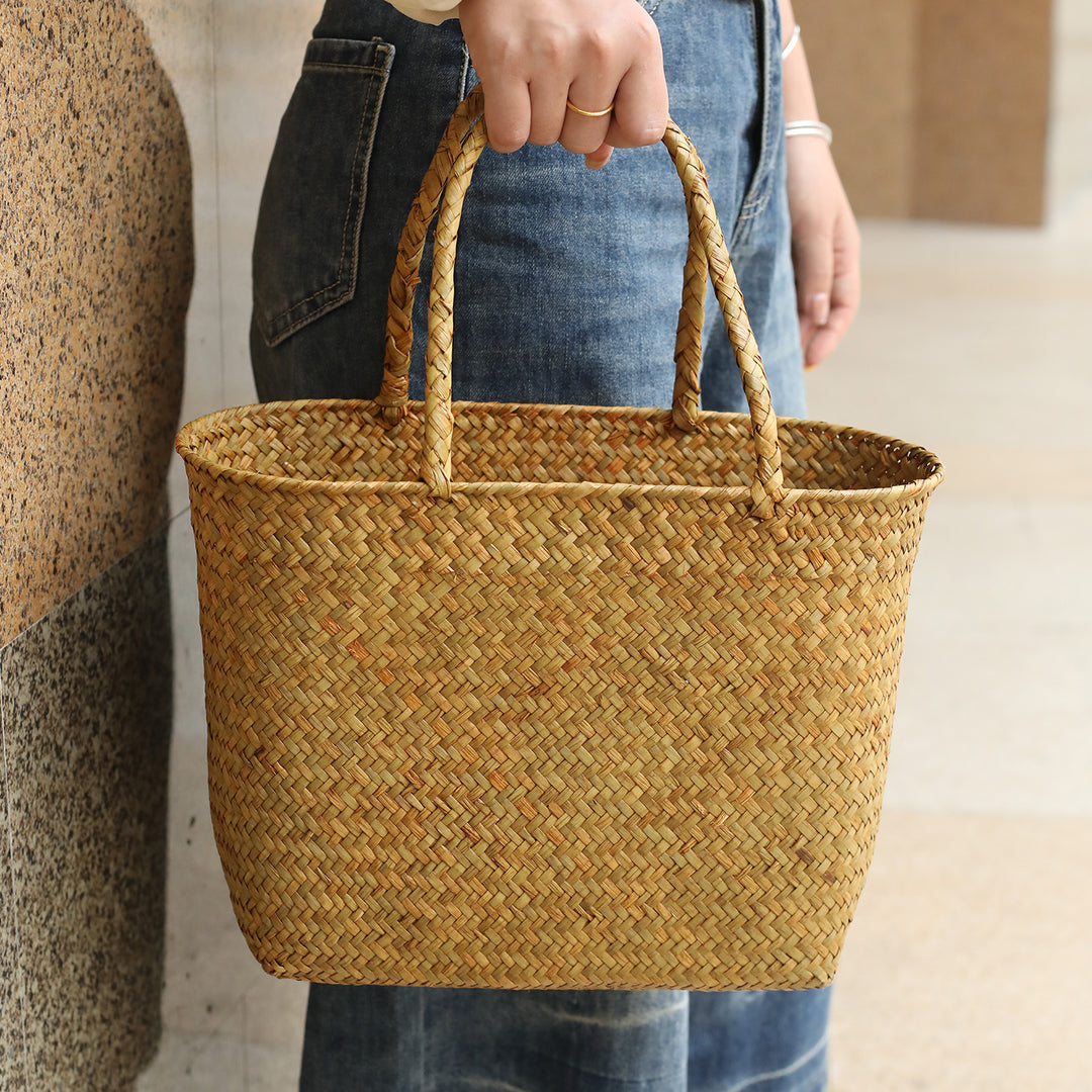 Unisex shopping bag made of braided natural material Kalsten