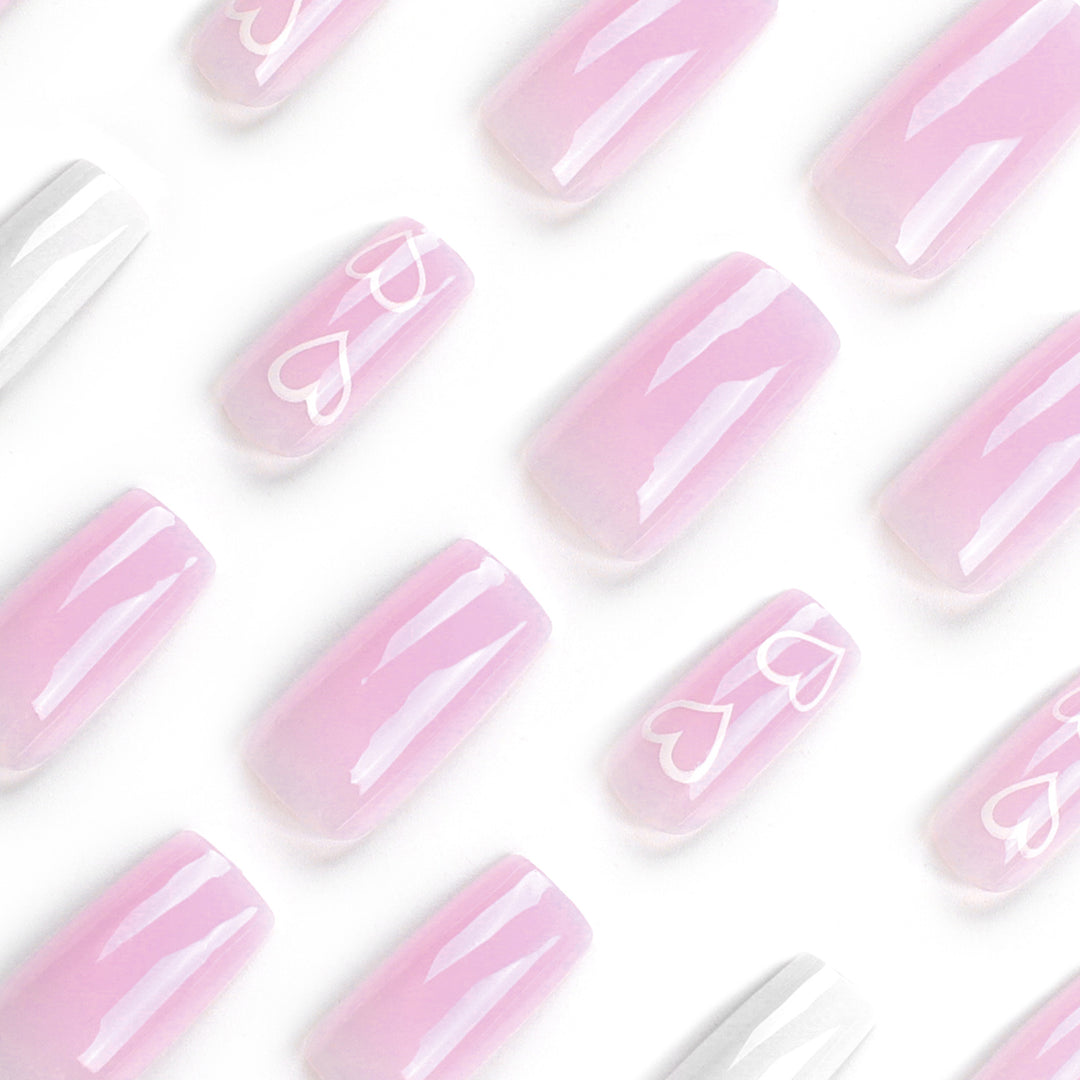 Artful Nail Extensions with Heart Patterns Kalsten