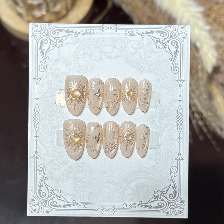 Decorative Press-On Nail Set with Celestial Accents Kalsten