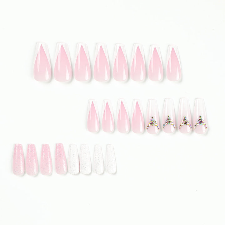 Artful Nail Extensions with Glitter and Rhinestone Accents Kalsten