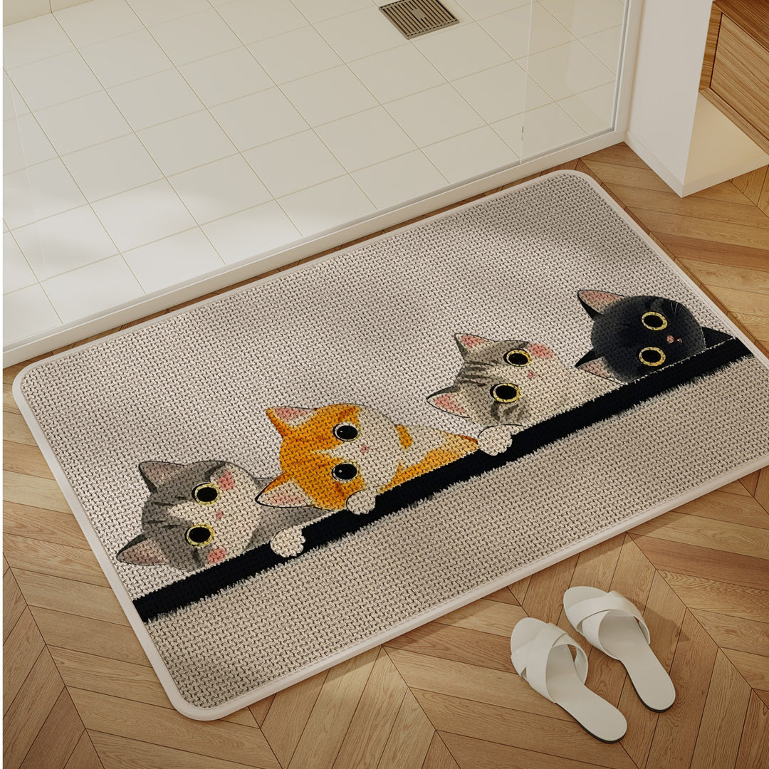 Cartoon Cat-Themed Non-Slip Bath Mat Kalsten