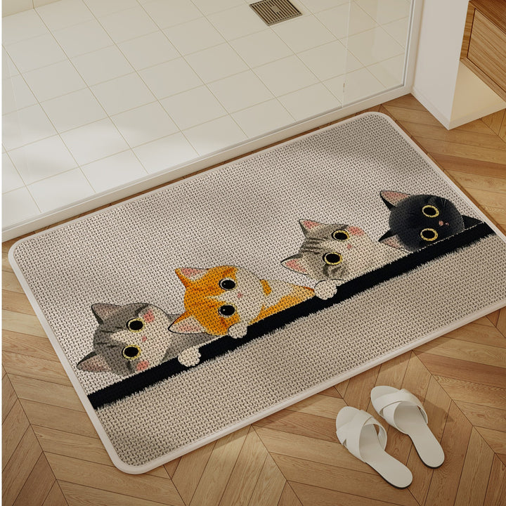 Cartoon Cat-Themed Non-Slip Bath Mat Kalsten