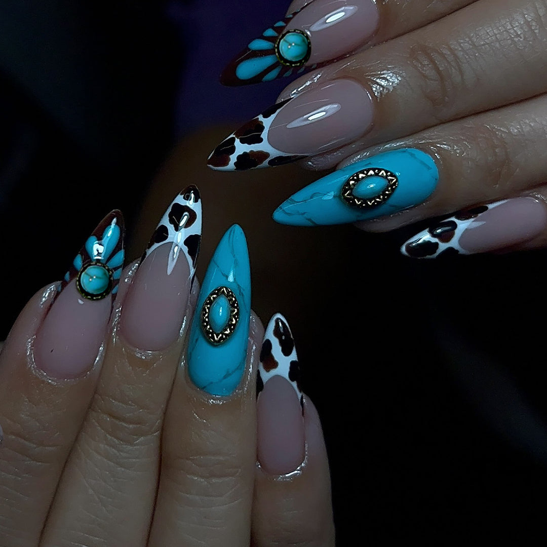 Artistic Stiletto Nail Art Extensions with 3D Accents Kalsten