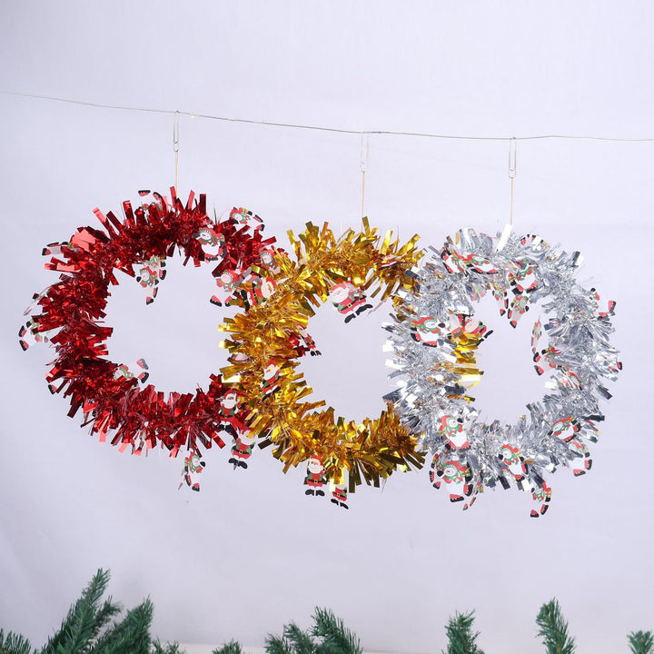 Shiny Christmas wreath with festive designs