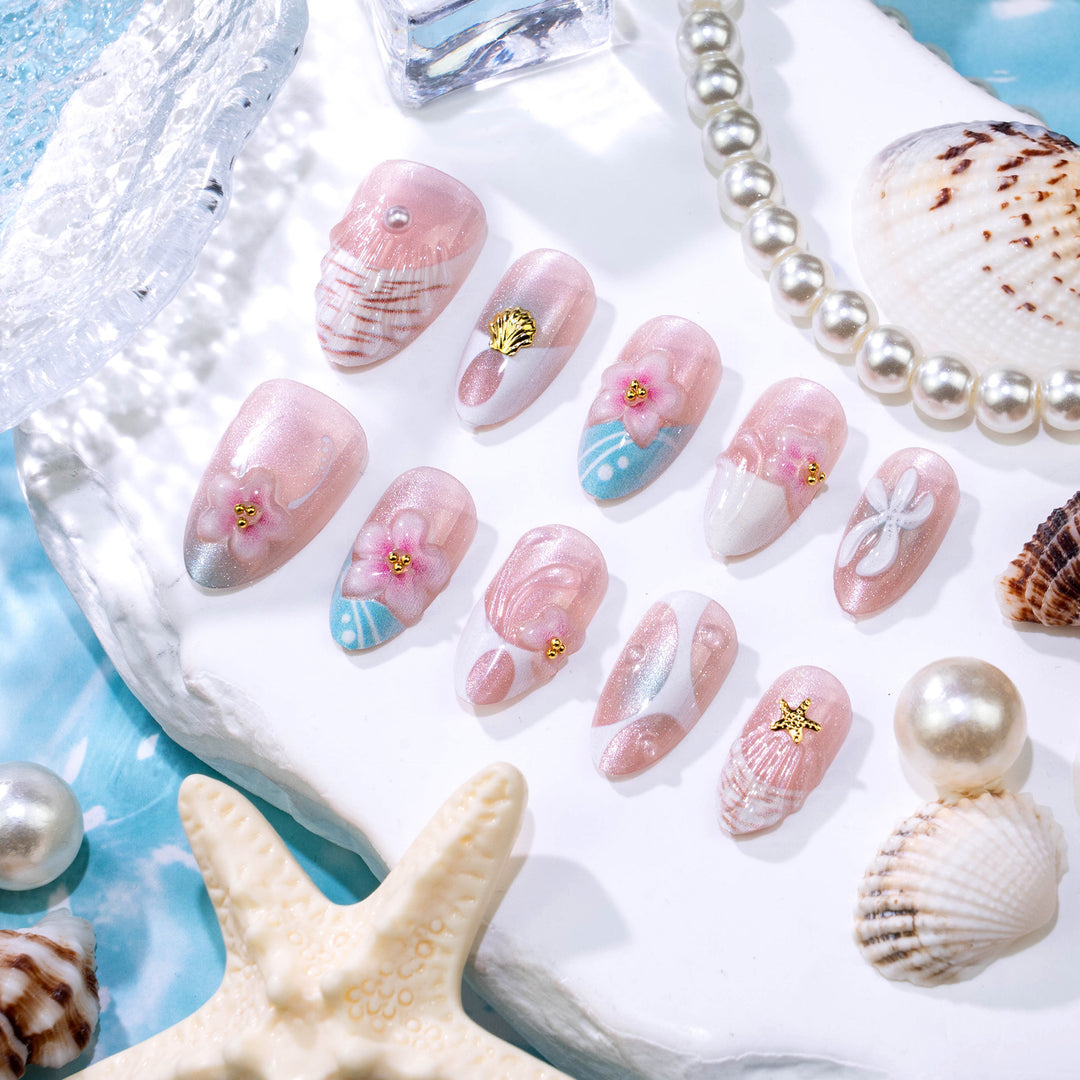 Beach-Inspired Decorative Press-On Nail Set Kalsten