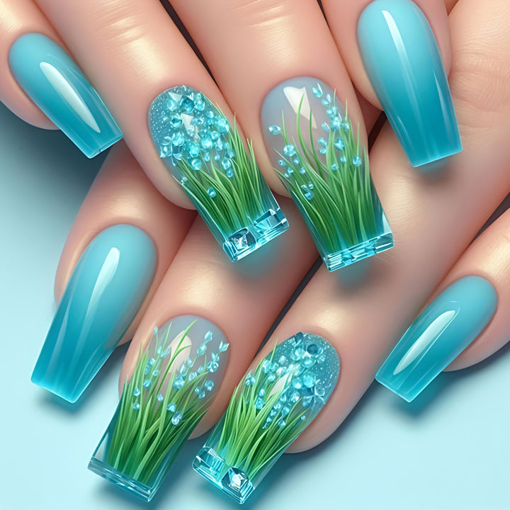 Artificial nails with innovative water motif Kalsten