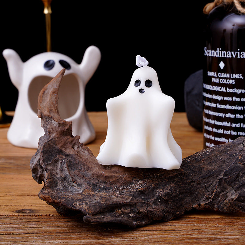 Mini Ghost Sculptural Soy Wax Candle with Cotton Wick