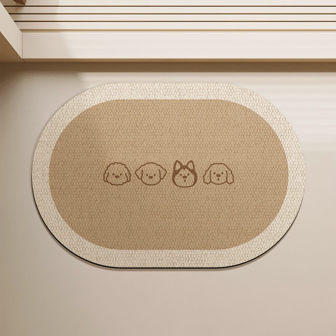 Cartoon Dog-Illustrated Entryway Mat for Home