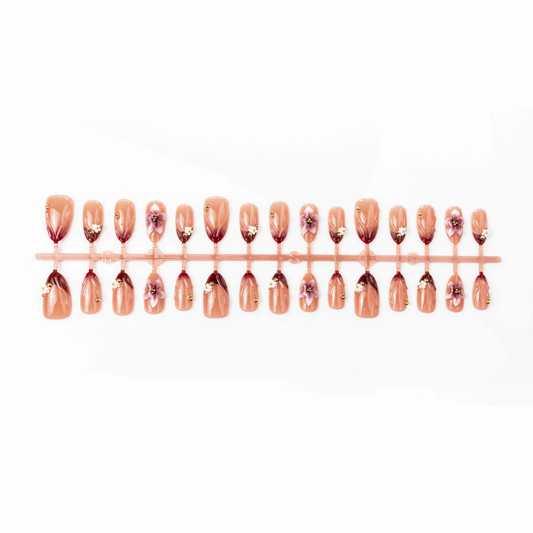 Premium Decorative 3D Floral Press-On Nail Set