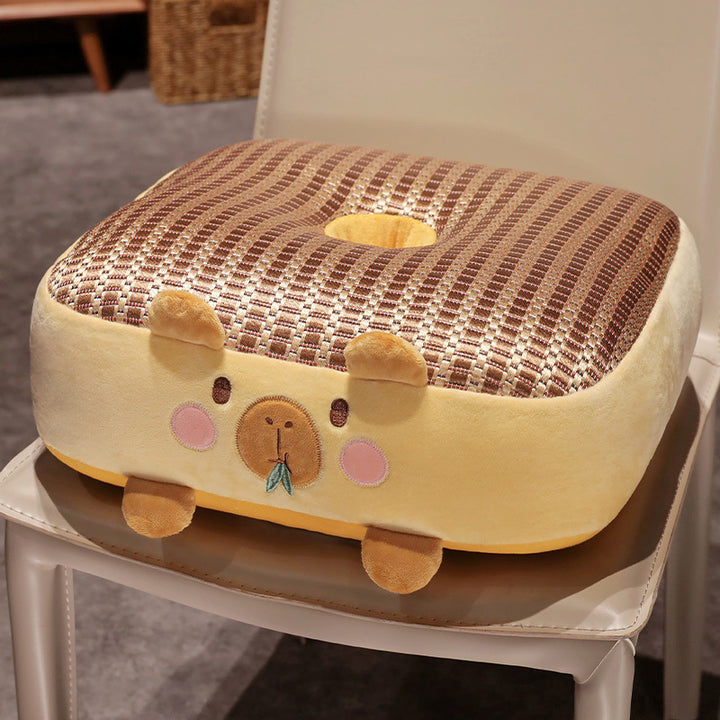 Plush pet bed with raised edge and removable cuddly pillow
