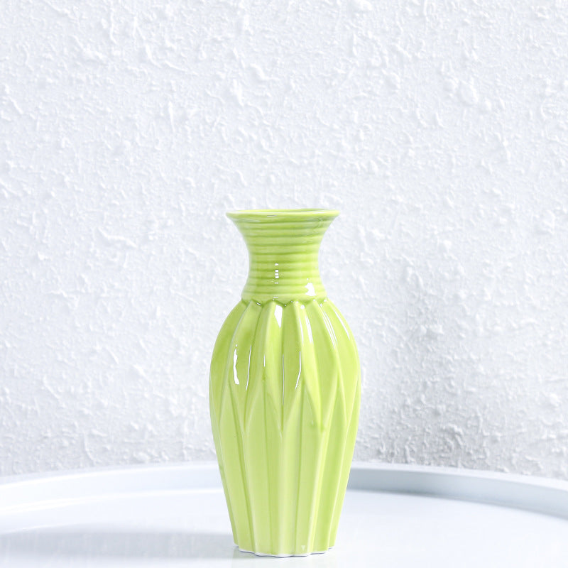 Modern Ribbed Ceramic Flower Vase Kalsten