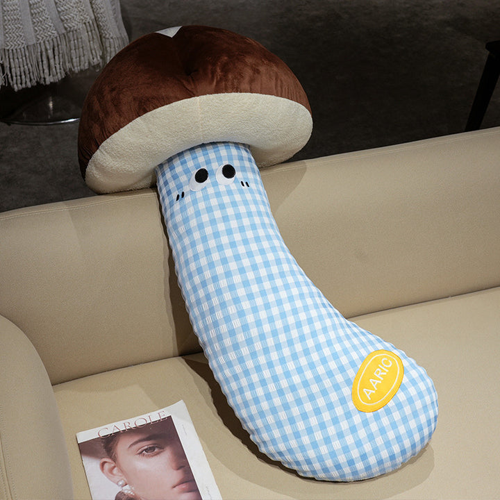 Extra-long plush body pillow in cat shape with neck support