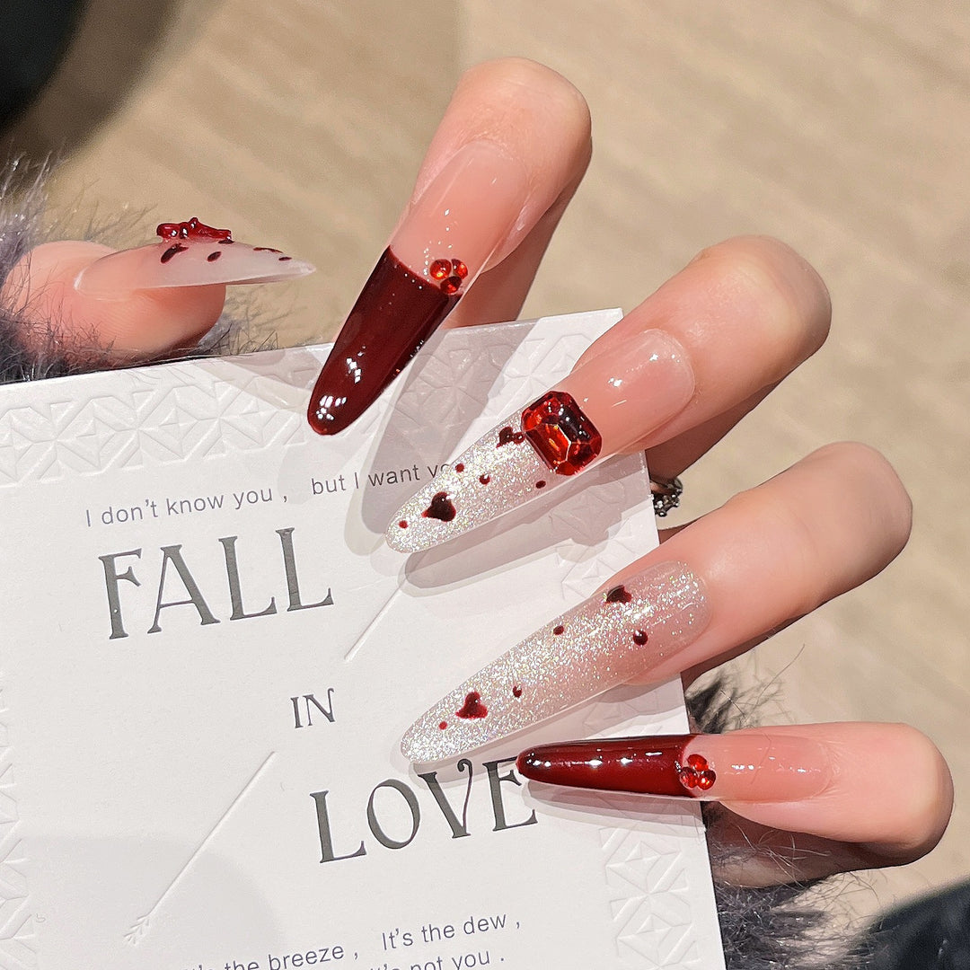 Decorative Press-On Nails with Gem Accents Kalsten