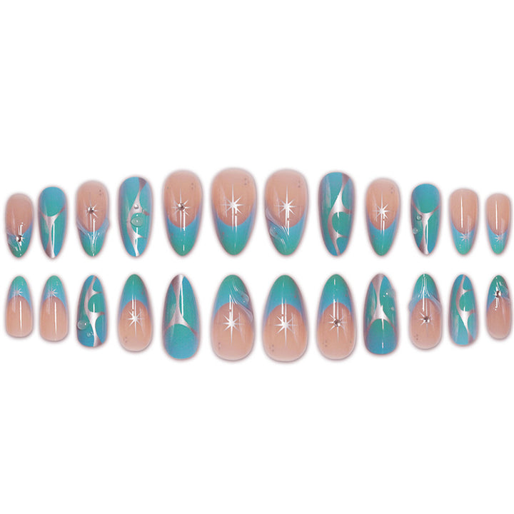 Artistic Stiletto Press-On Nails with Metallic Accents Kalsten