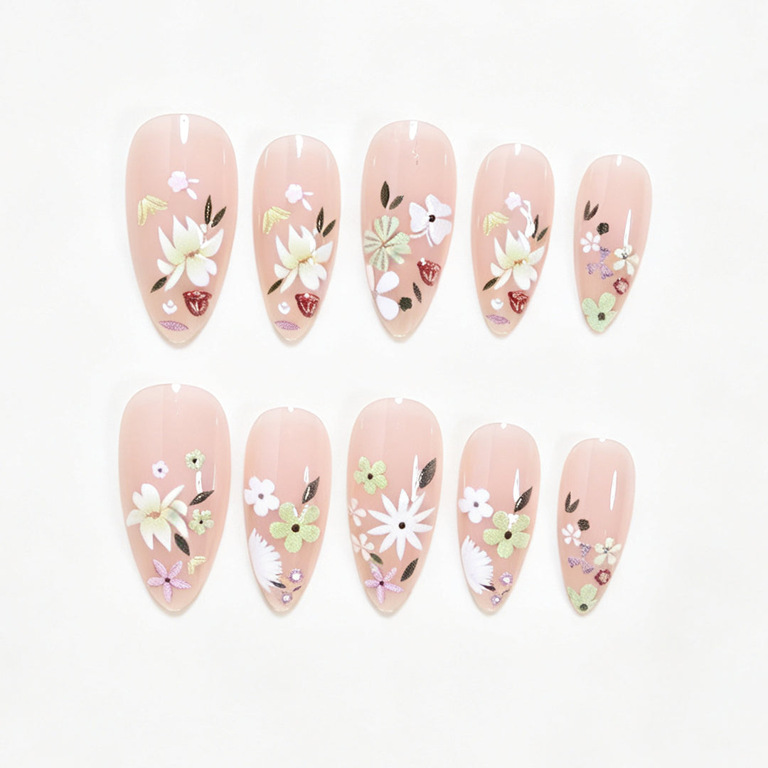 Floral Art Acrylic Nail Tips Kalsten