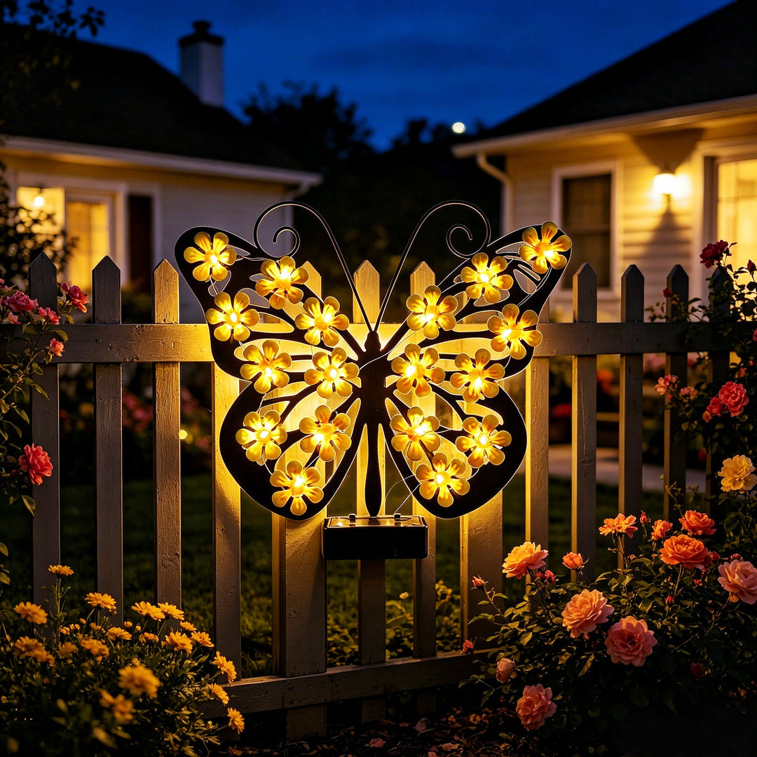 Decorative LED Butterfly Wall Light With Floral Micro-LED Accents And Battery-Powered Control Kalsten