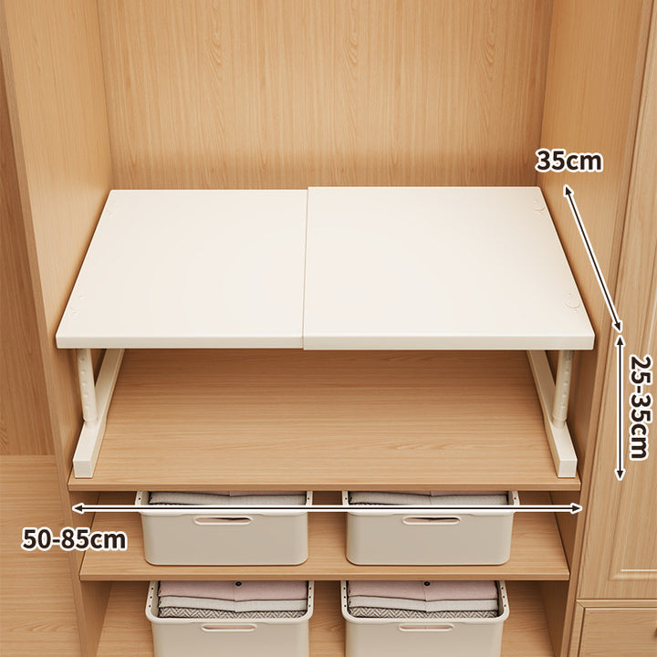 Adjustable Telescopic Closet Shelf Riser with Foldable Top