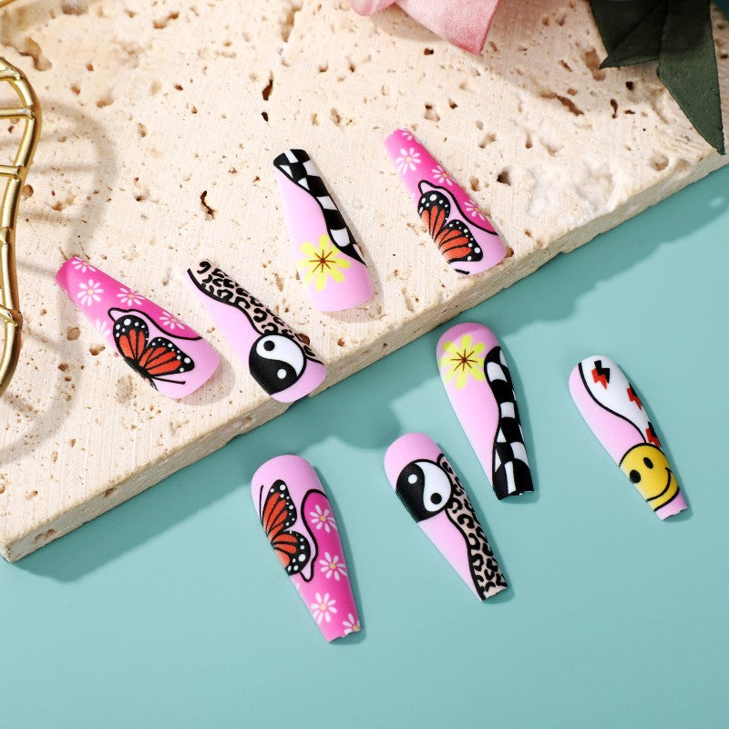 Artificial nails with colorful butterfly design Kalsten