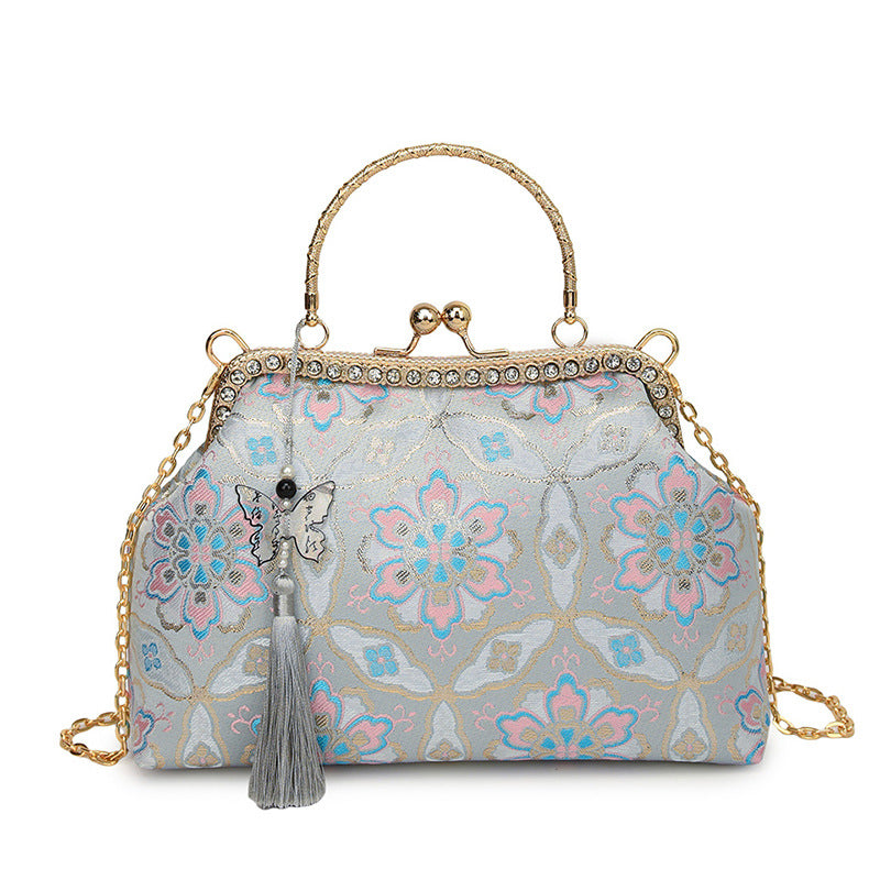 Vintage Floral Embroidered Handbag