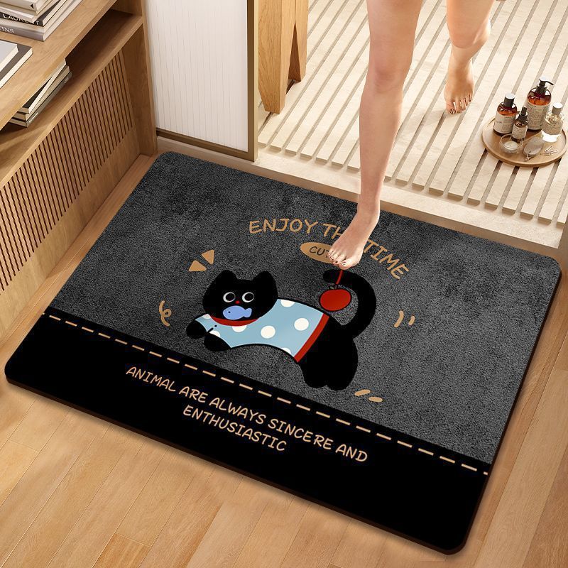 Playful Cat-Themed Bath Mat Kalsten