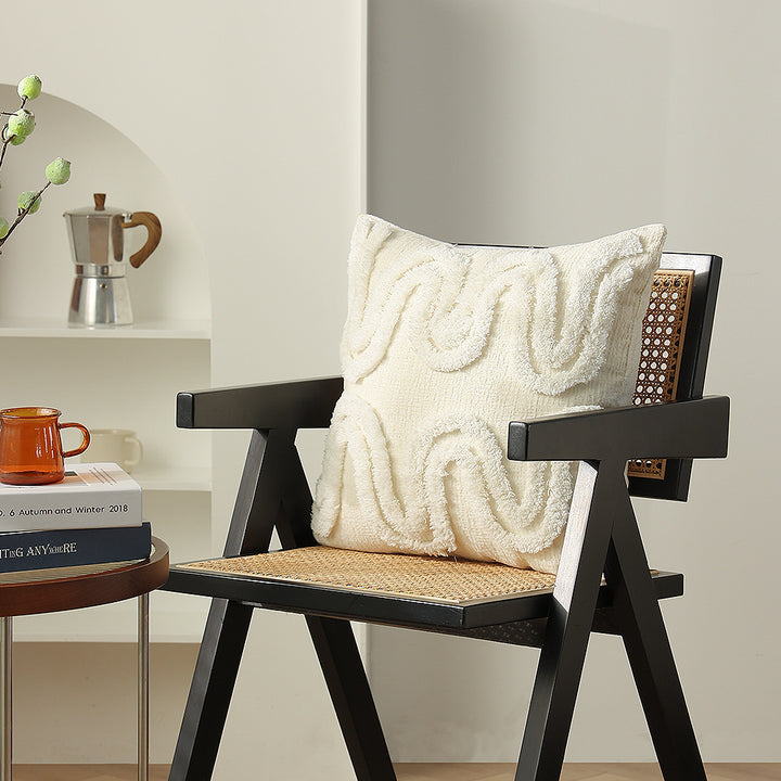 Geometric tufted sofa cushion with textured loop appliqué and removable cover Kalsten
