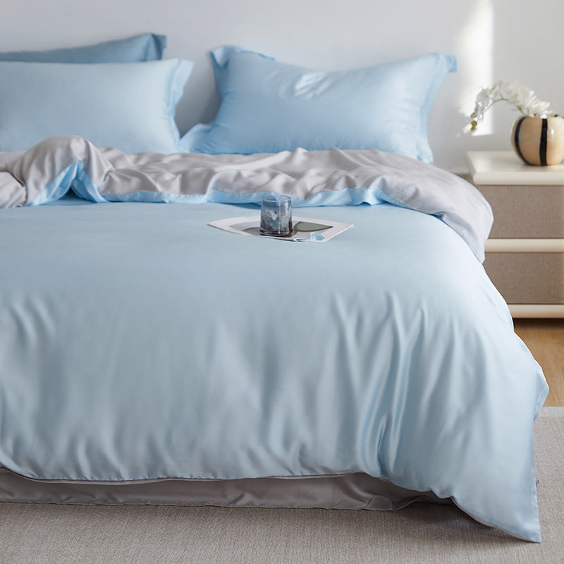 High-quality reversible Mako satin bedding set with a silky-soft touch
