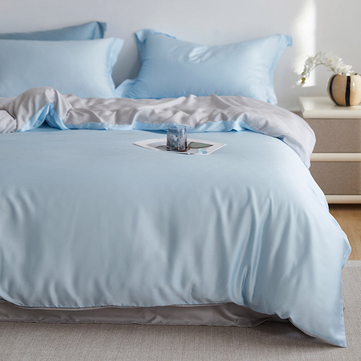 High-quality reversible Mako satin bedding set with a silky-soft touch